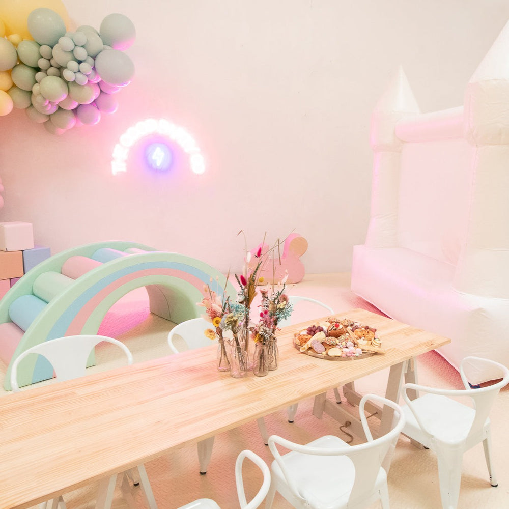 Luxe Kids Table and Chairs for 12 - Natural Table Tops