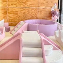 XL Round Purple Ball Pit + Pink Stairs