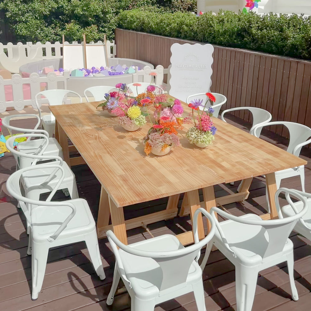 Luxe Kids Table and Chairs for 12 - Natural Table Tops