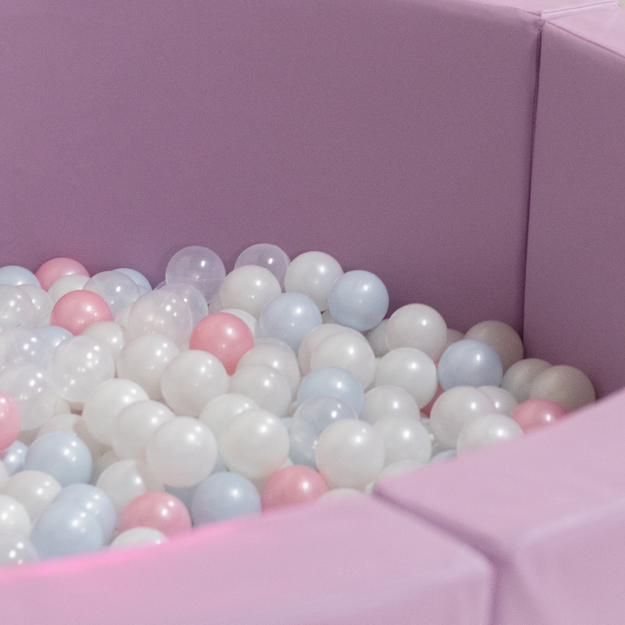 XL Round Purple Ball Pit + Pink Stairs